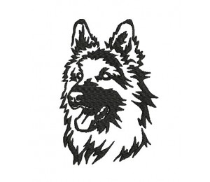 Stickdatei - Deutscher langhaar Schäferhund Silhouette